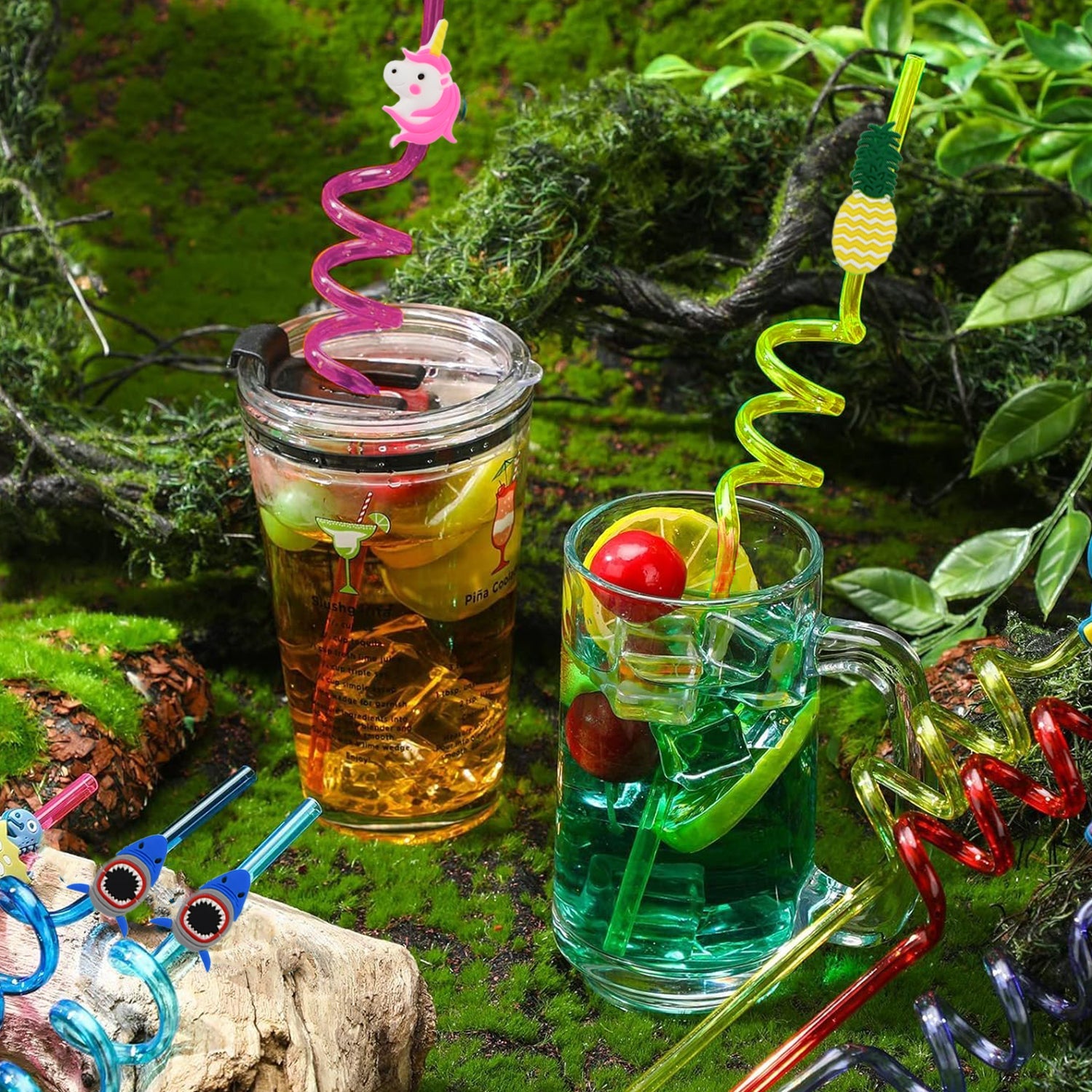 Reusable Plastic Straws (12 pcs Set / Mix Design) Reusable Plastic Straws (12 pcs Set / Mix Design)